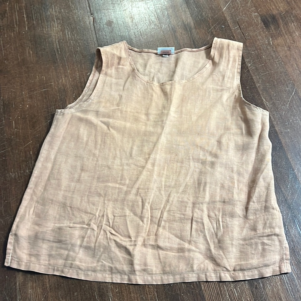 1990s Tan/Peach Linen Sleeveless Top by Habitat